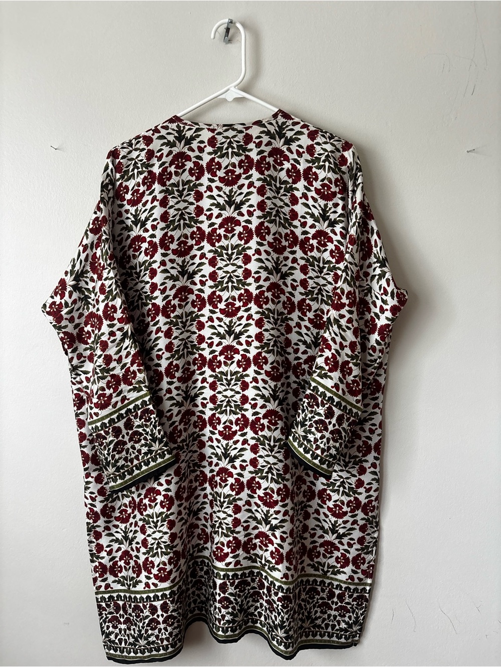 eskandar Red and Green Floral Cream Blouse size 0 - Picture 14 of 15